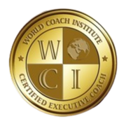 World Coach Institute Certified Executive Coach gold medallion certification badge Title: